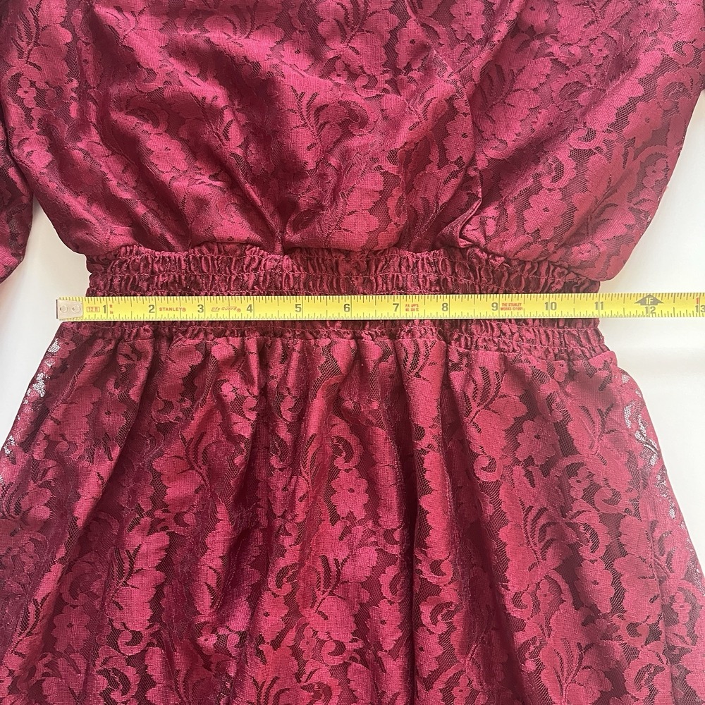 Disney Princess Women's Size S Burgundy Lace Wrap Dress‎ V-Neck Long Sleeve - Picture 7 of 9
